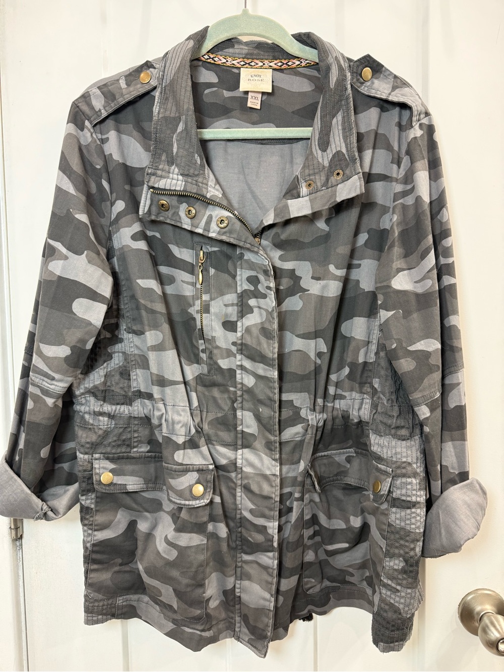 Knox Rose Gray Camo Utility Jacket